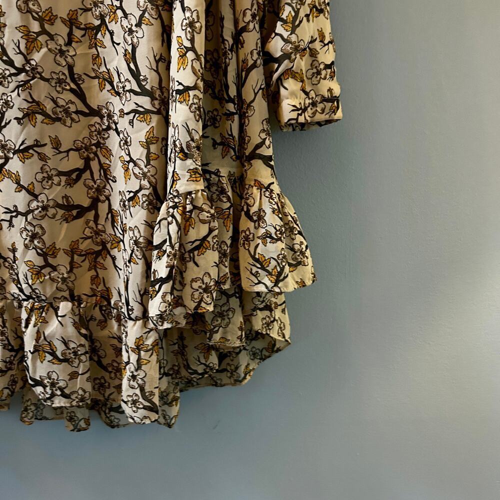 Kasirga Floral Bell Sleeve Ruffle Hem Dress Boho Spring Mini - Picture 10 of 10